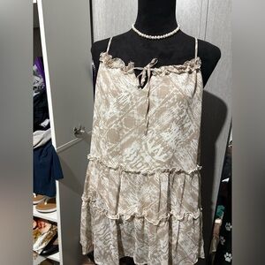 Cream Sleeveless Ruffled Tiered Blouse